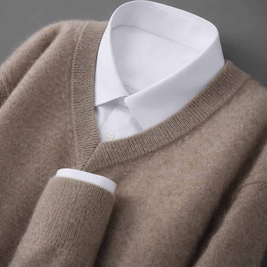 Dimitri - Men's Wool Blend Ribbed V-Neck Sweater