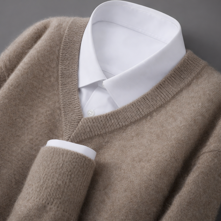 Dimitri - Men's Wool Blend Ribbed V-Neck Sweater