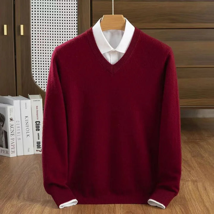 Dimitri - Men's Wool Blend Ribbed V-Neck Sweater
