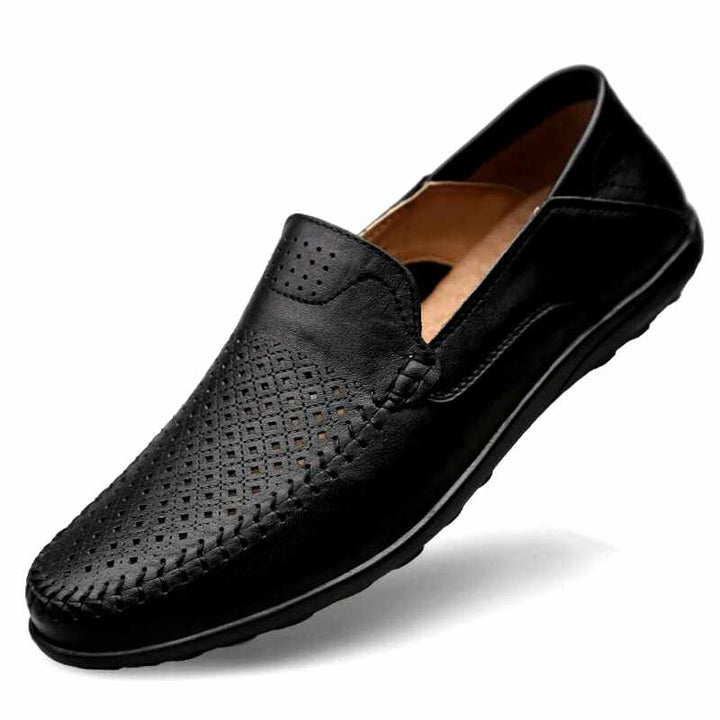 Dominique - Men's Perforated Leather Slip-On Loafers