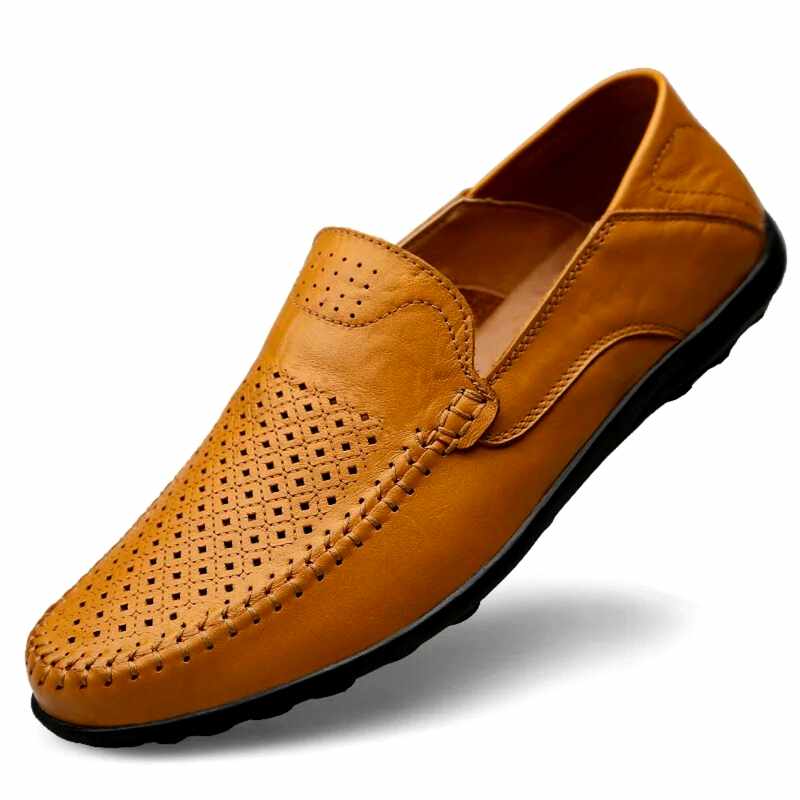 Dominique - Men's Perforated Leather Slip-On Loafers