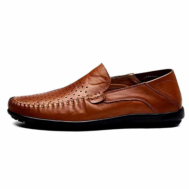 Dominique - Men's Perforated Leather Slip-On Loafers