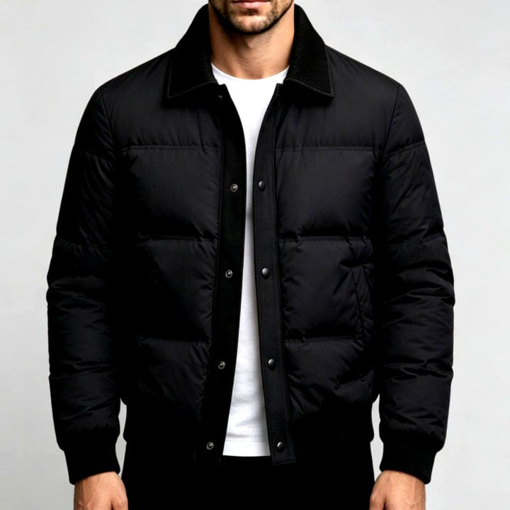 Donald - Men's Quilted Puffer Jacket with Ribbed Collar 4