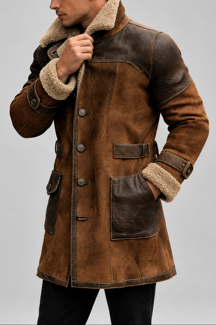 Donald - Men's Vintage Suede Fleece-Lined Coat 4