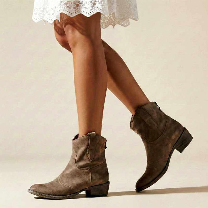 Donatella - Women's Western Stitch Pointed Toe Ankle Boots 1
