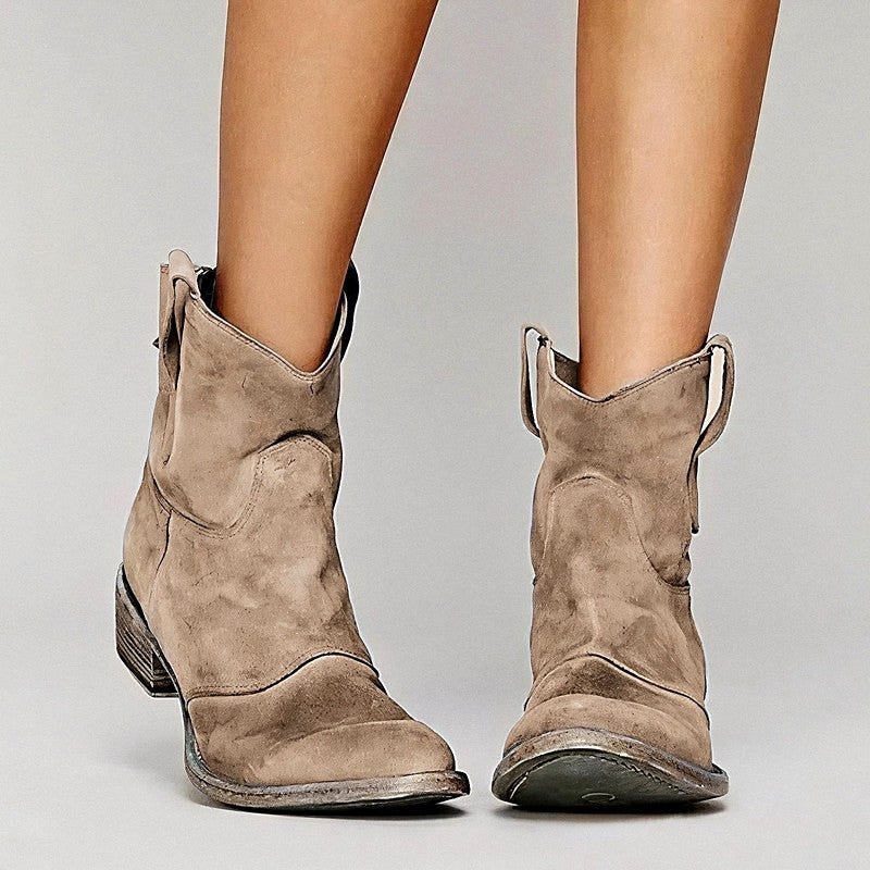 Donatella - Women's Western Stitch Pointed Toe Ankle Boots 6
