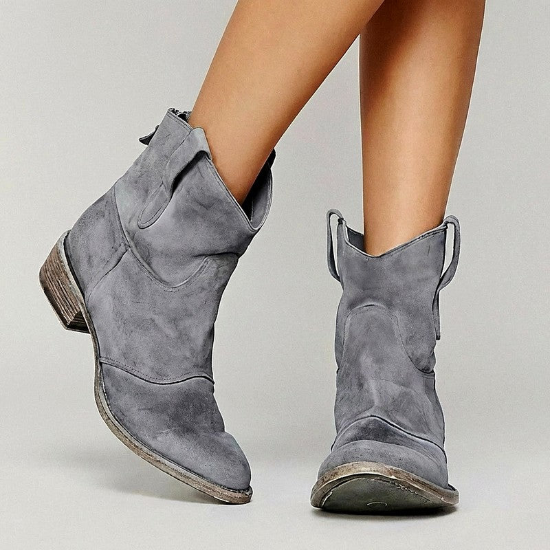 Donatella - Women's Western Stitch Pointed Toe Ankle Boots 7