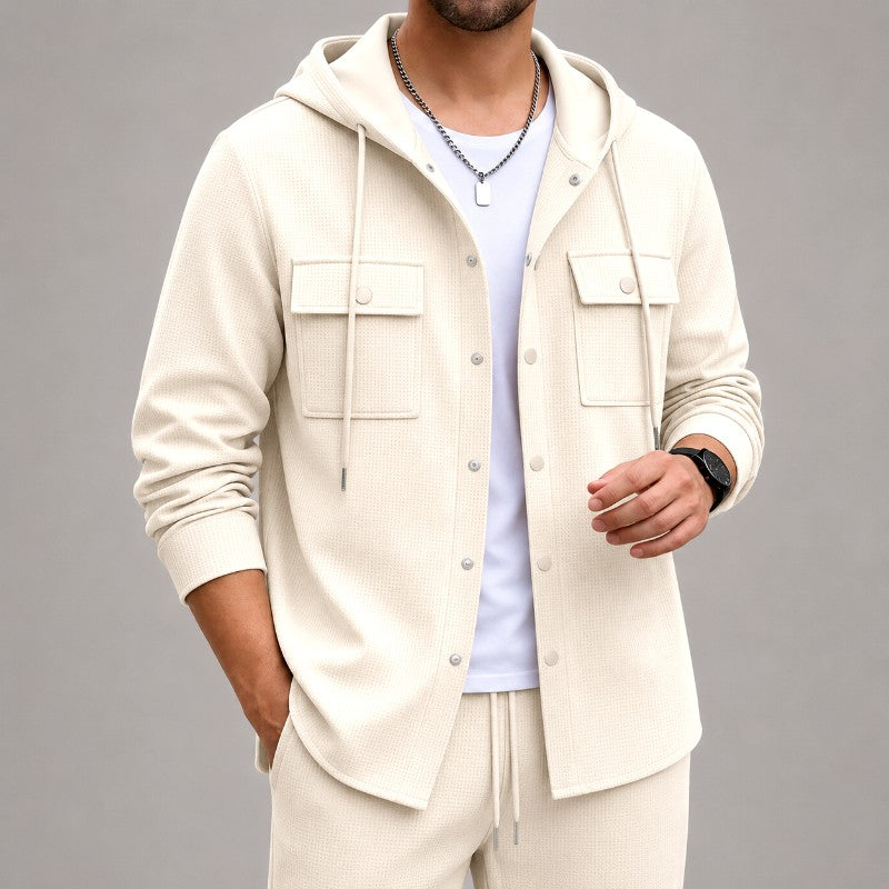 Donavon - Men's Waffle Hooded Utility Overshirt 1