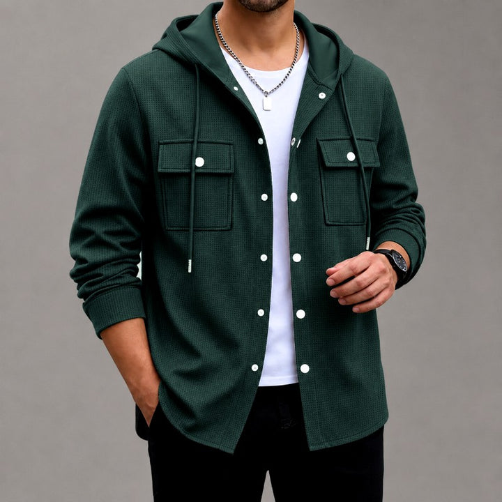 Donavon - Men's Waffle Hooded Utility Overshirt 3