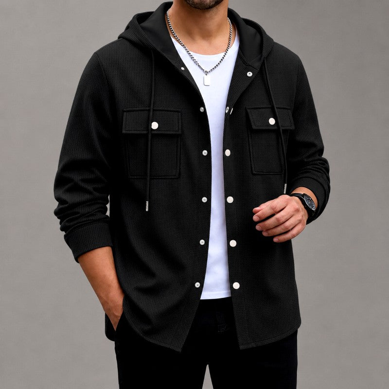 Donavon - Men's Waffle Hooded Utility Overshirt 4