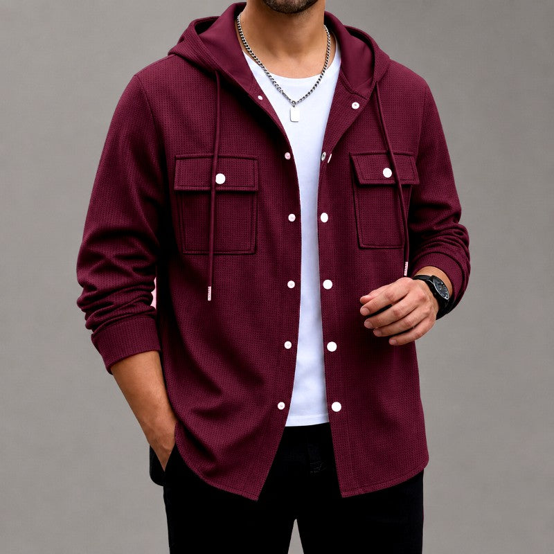 Donavon - Men's Waffle Hooded Utility Overshirt 5