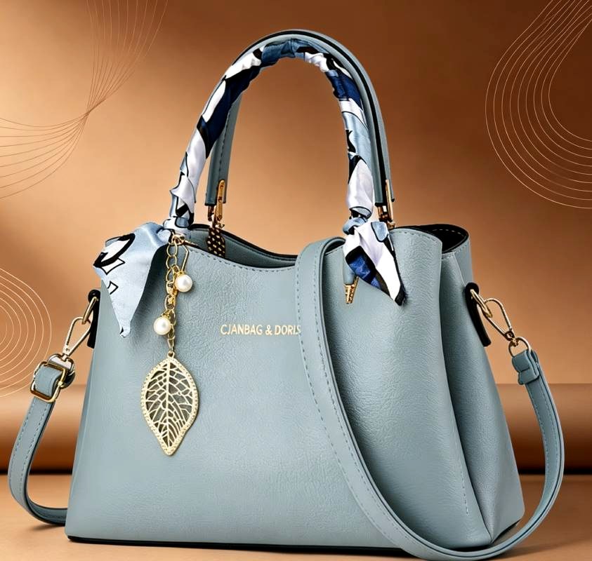 Doris - Women's Pebbled Structured Tote Bag with Scarf 3