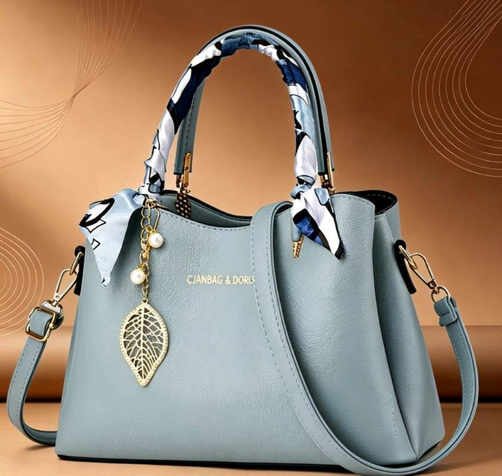 Doris - Women's Pebbled Structured Tote Bag with Scarf 3