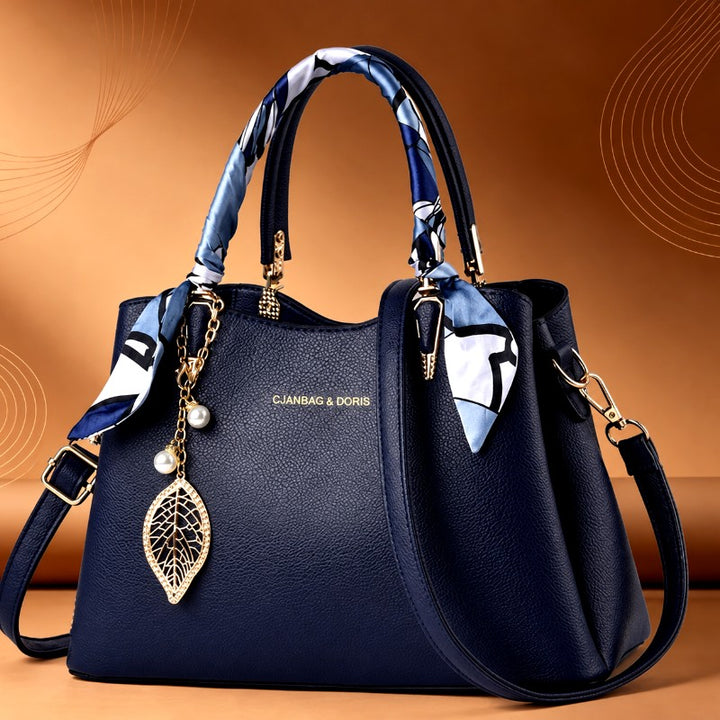 Doris - Women's Pebbled Structured Tote Bag with Scarf 6