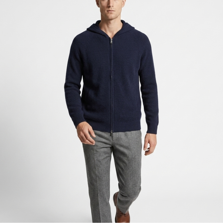 Drew - Men’s Merino Wool Zip-Up Hoodie