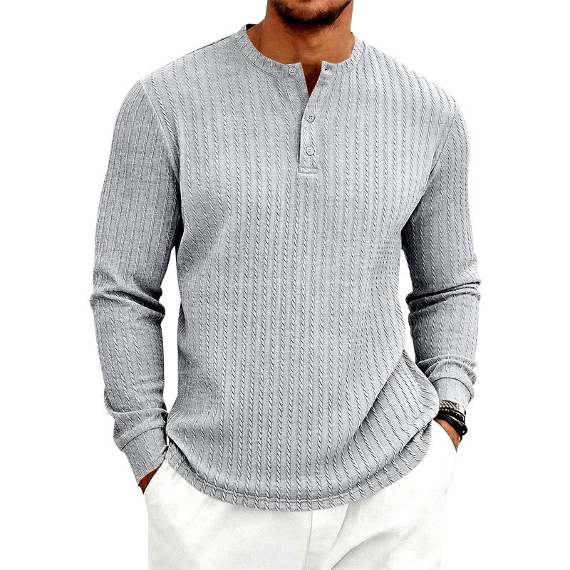 Eamon - Men's Ribbed Long Sleeve Henley Shirt 1