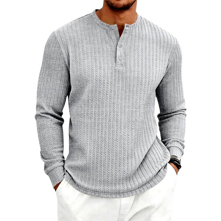 Eamon - Men's Ribbed Long Sleeve Henley Shirt 1