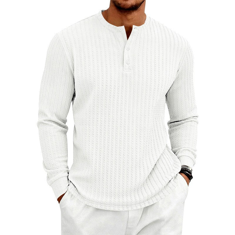 Eamon - Men's Ribbed Long Sleeve Henley Shirt 2