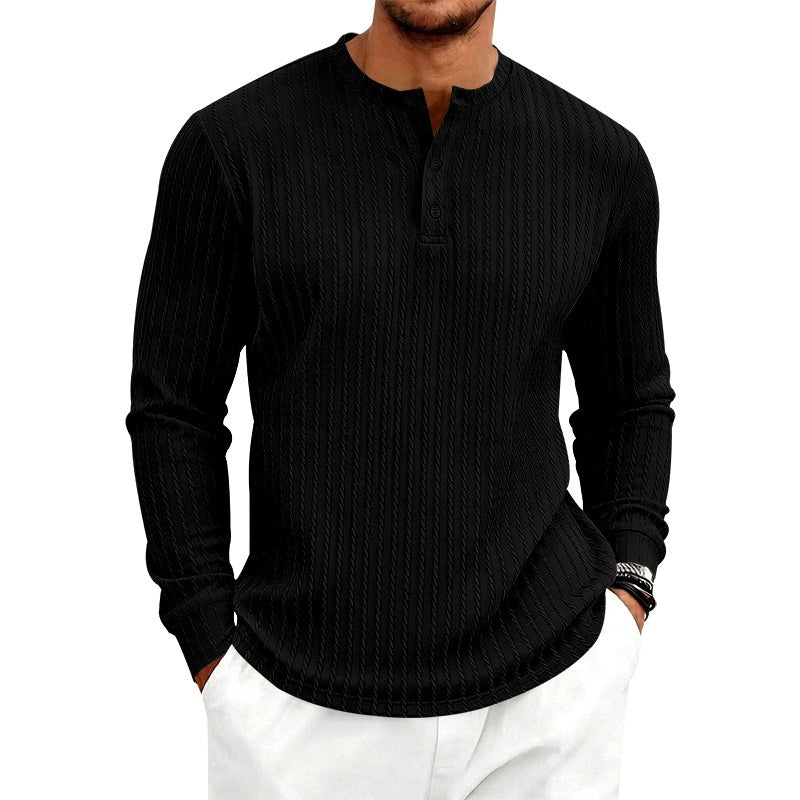 Eamon - Men's Ribbed Long Sleeve Henley Shirt 4