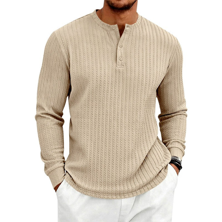 Eamon - Men's Ribbed Long Sleeve Henley Shirt 5