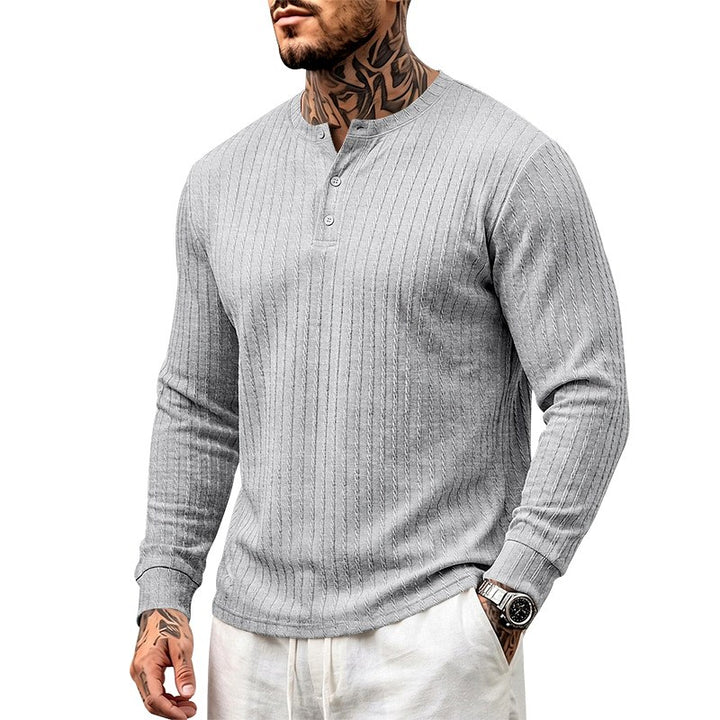 Eamon - Men's Ribbed Long Sleeve Henley Shirt 6