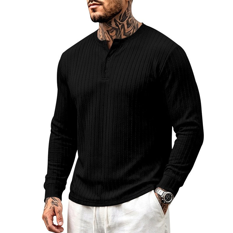 Eamon - Men's Ribbed Long Sleeve Henley Shirt 7