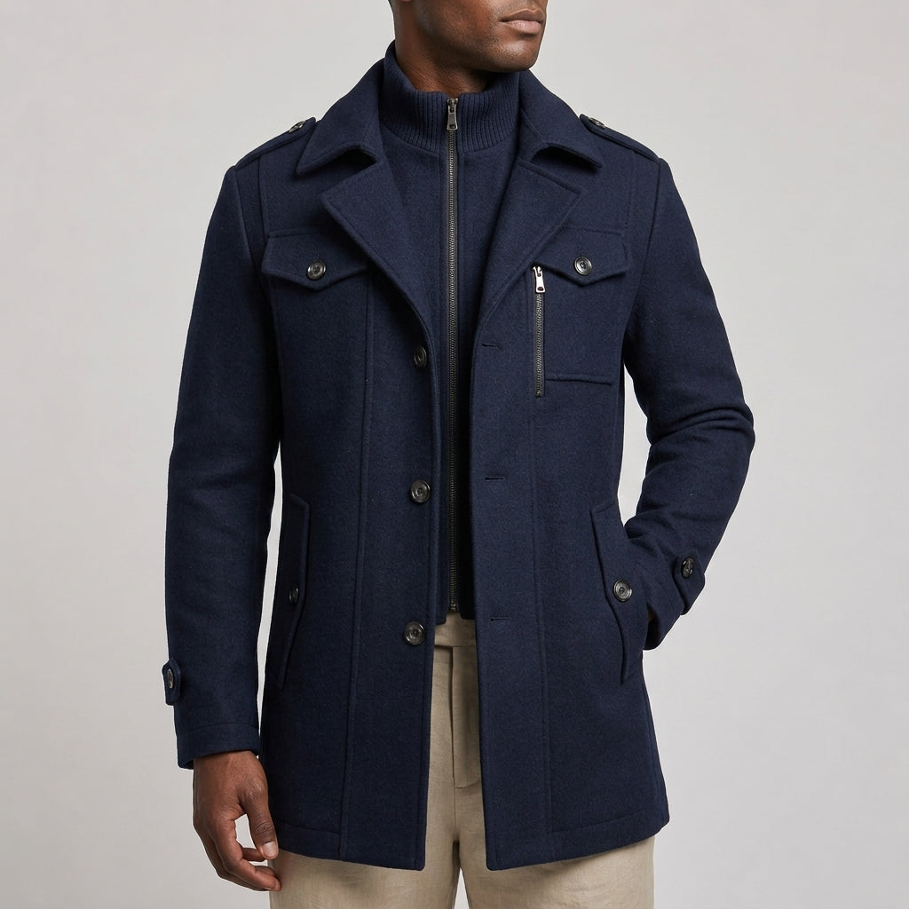 Easton - Men's Wool-Blend Button-Front Overcoat