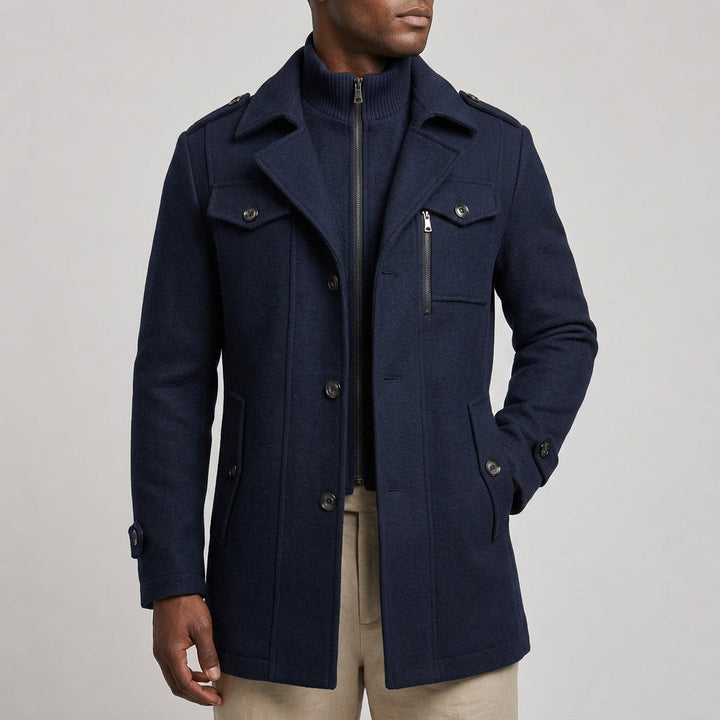 Easton - Men's Wool-Blend Button-Front Overcoat