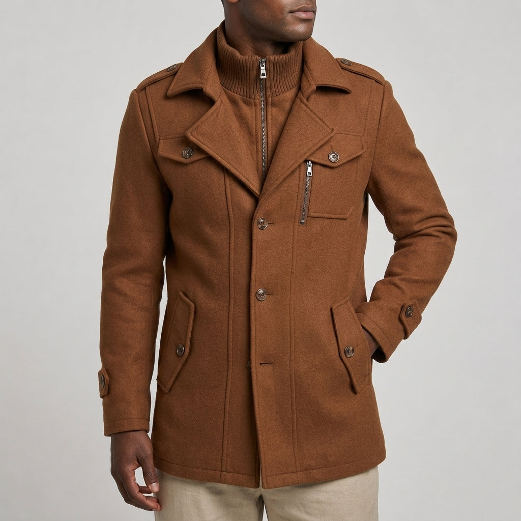 Easton - Men's Wool-Blend Button-Front Overcoat