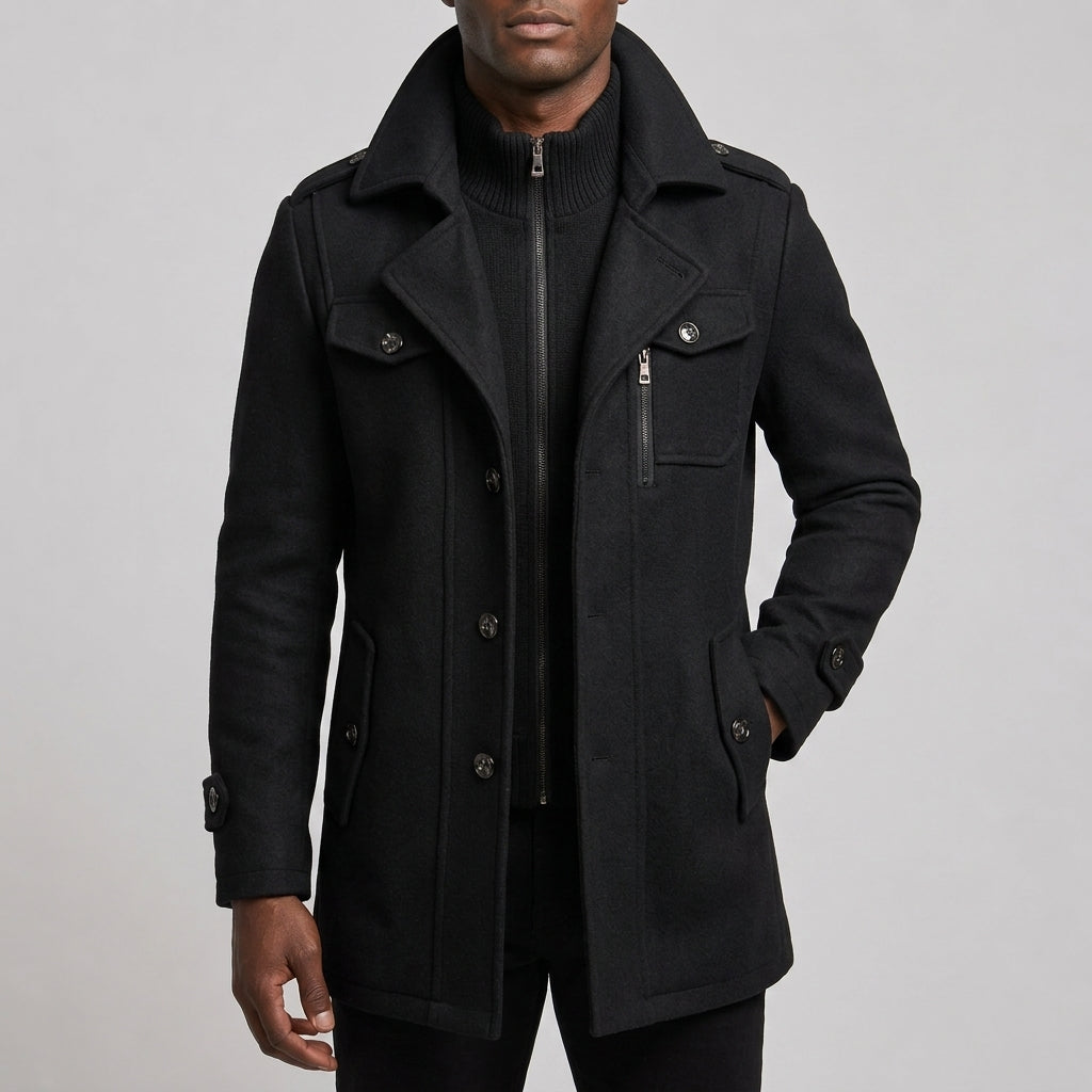 Easton - Men's Wool-Blend Button-Front Overcoat