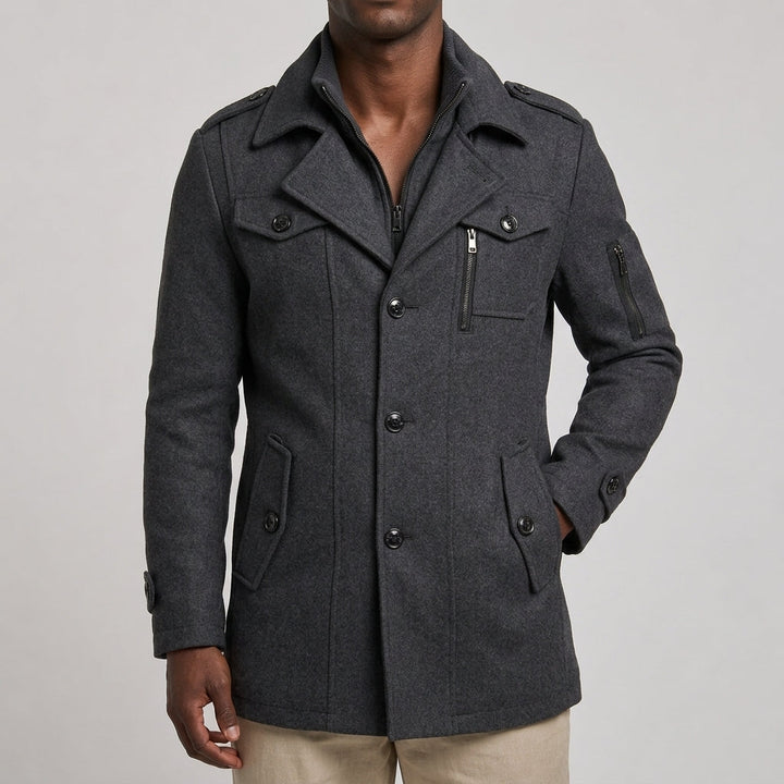 Easton - Men's Wool-Blend Button-Front Overcoat
