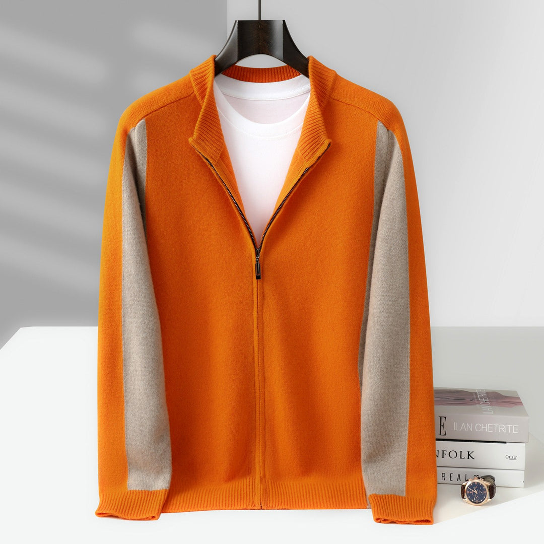 Edison - Men’s Wool Color Block Zip-Up Jacket 3