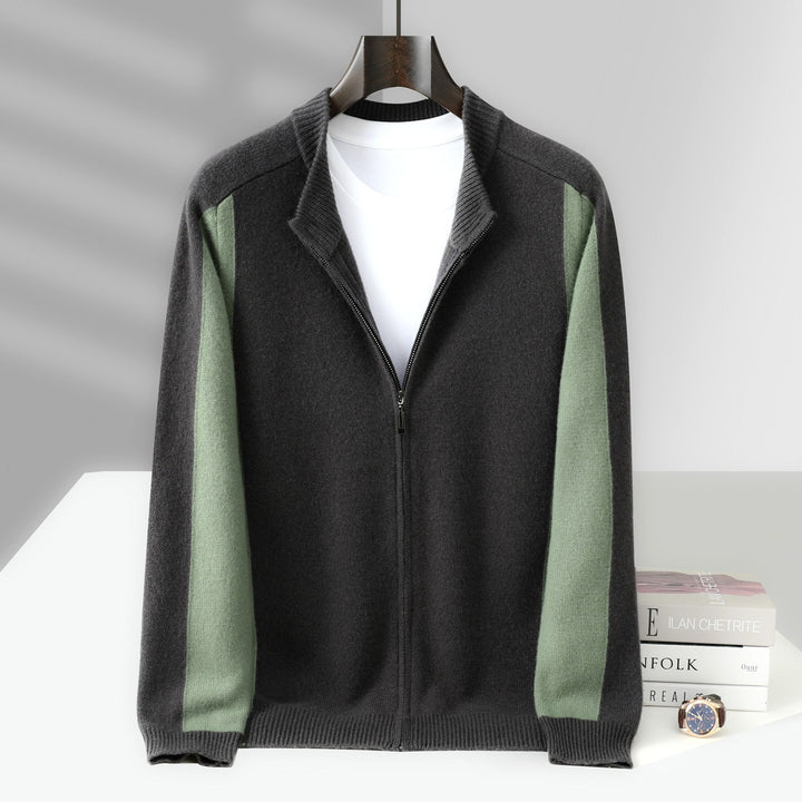 Edison - Men’s Wool Color Block Zip-Up Jacket 4
