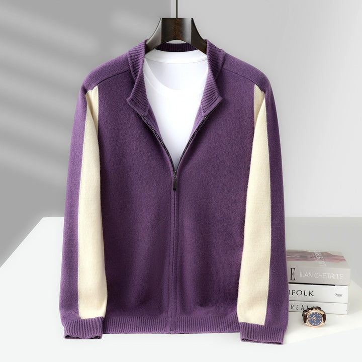 Edison - Men’s Wool Color Block Zip-Up Jacket 5