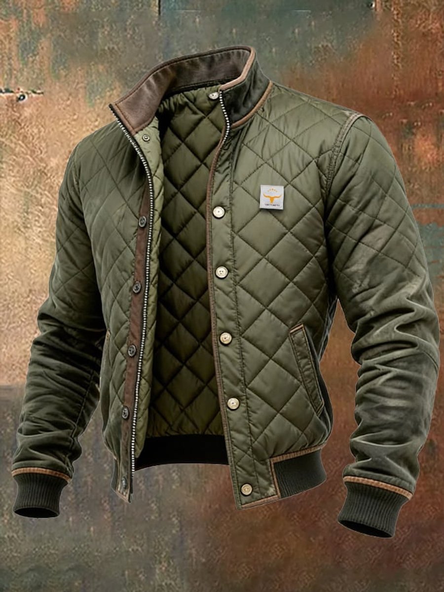 Edward - Men's Quilted Jacket with Mock Neck