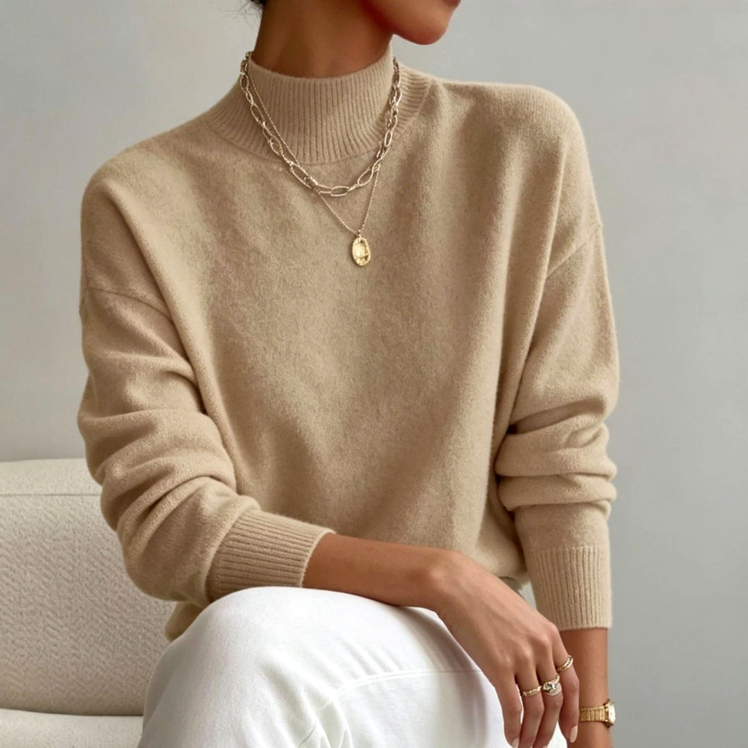 Eileen - Women's Mock Neck Relaxed Knit Sweater 1