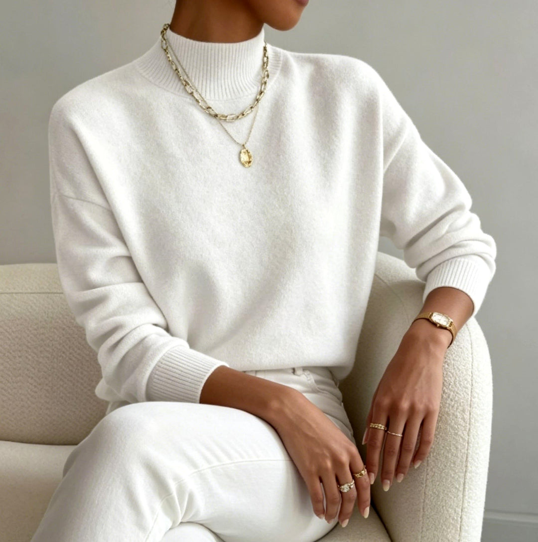 Eileen - Women's Mock Neck Relaxed Knit Sweater 3