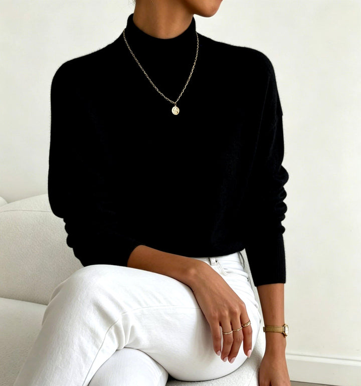 Eileen - Women's Mock Neck Relaxed Knit Sweater 4