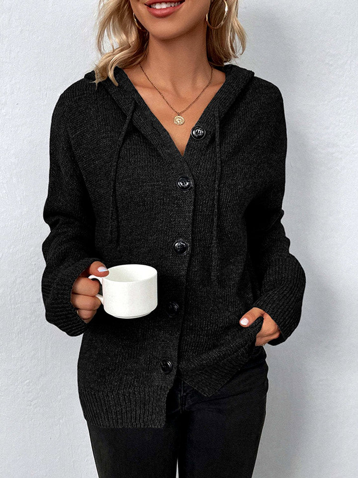 Elaine - Women's Hooded Button-Front Knit Cardigan 4