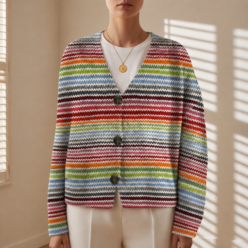 Elara - Women's Multicolor Striped Knit Cardigan