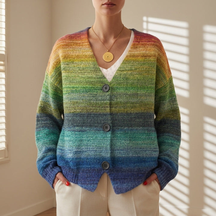 Elara - Women's Multicolor Striped Knit Cardigan