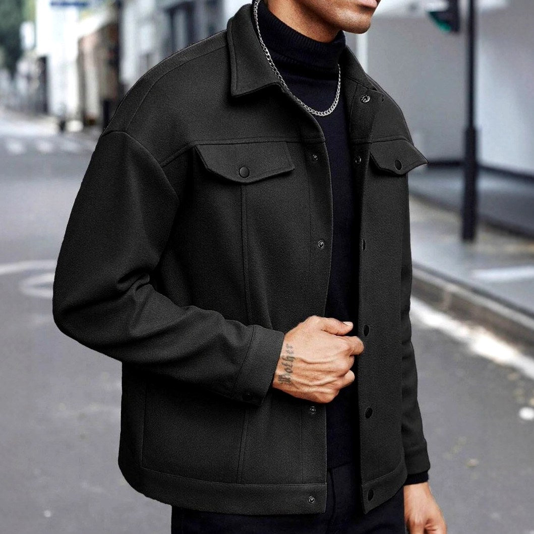 Elbert - Men's Collared Snap Button Jacket 1