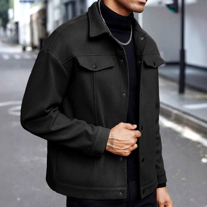 Elbert - Men's Collared Snap Button Jacket 1