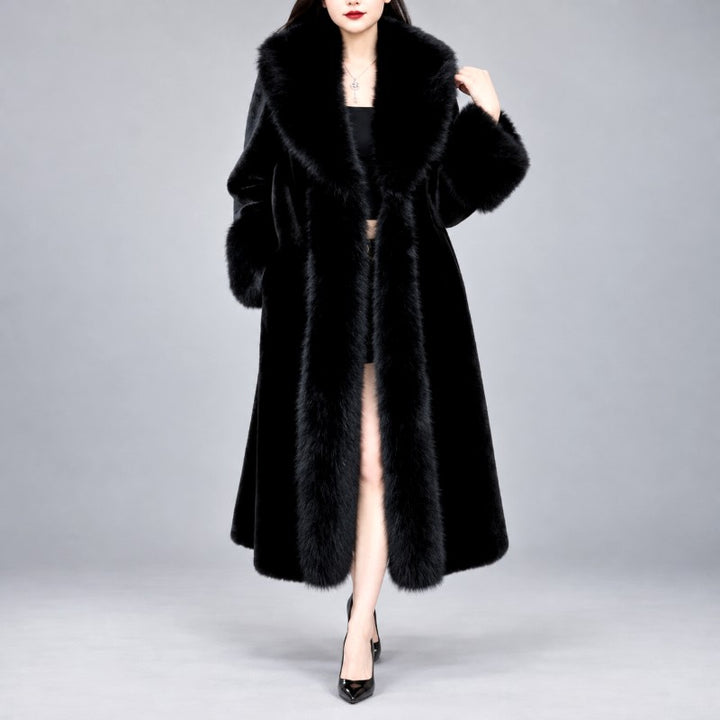 Eleanor - Women's Long Coat with Plush Fur Trim and Cuffs 1