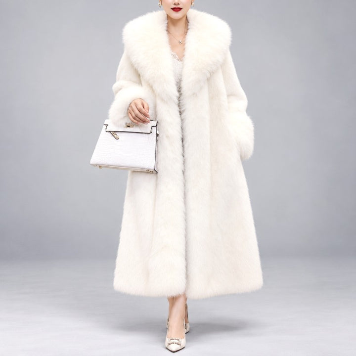 Eleanor - Women's Long Coat with Plush Fur Trim and Cuffs 3