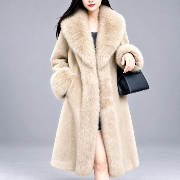 Eleanor - Women's Long Coat with Plush Fur Trim and Cuffs 5