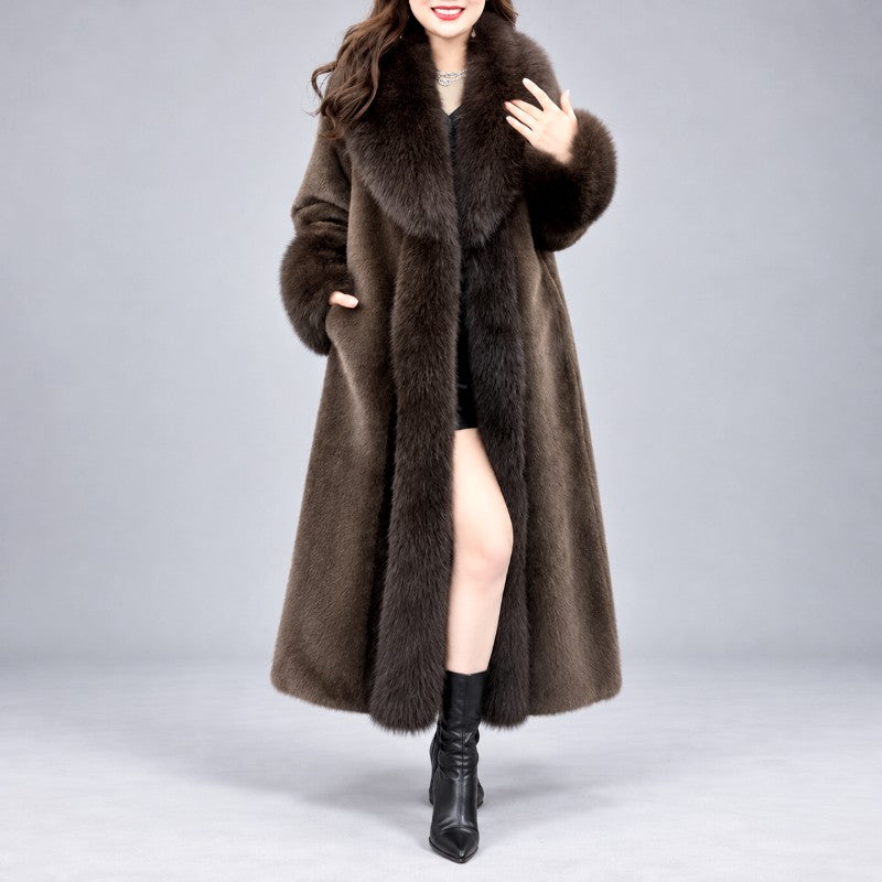 Eleanor - Women's Long Coat with Plush Fur Trim and Cuffs 6