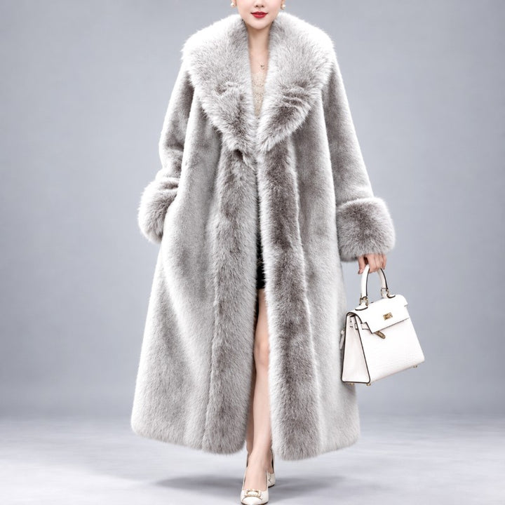 Eleanor - Women's Long Coat with Plush Fur Trim and Cuffs 7