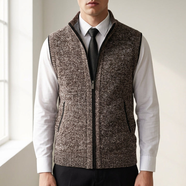 Elias - Men's Textured Zip-Up Knit Vest