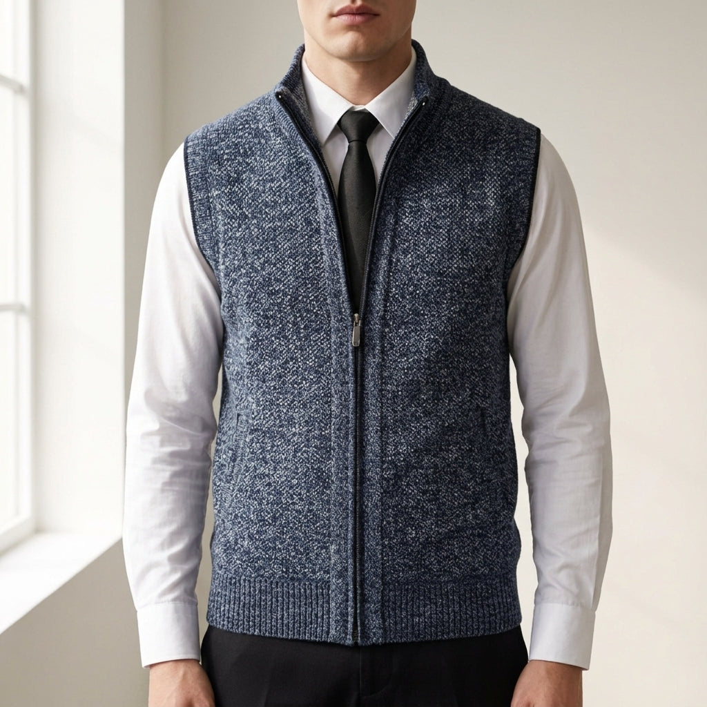 Elias - Men's Textured Zip-Up Knit Vest
